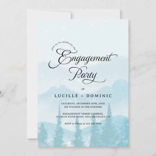 Snowy Mountains Winter Engagement Party 招待状 (正面)