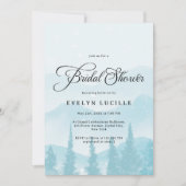 Snowy Mountains Winter Forest Bridal Shower 招待状 (正面)