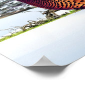 Snowy Mountains with Pheasant Semi Gloss Poster ポスター (角)