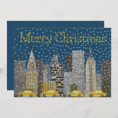Snowy New York Cityでクリスマスをカスタマイズ シーズンカード (正面/裏面)