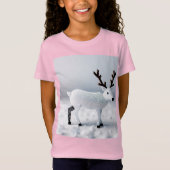 Snowy Night Scene Comes Alive with Deer Tシャツ (正面)