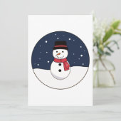 Snowy Night Snowman Christmas シーズンカード (スタンド正面)