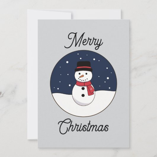 Snowy Night Snowman Merry Christmas  シーズンカード (正面)