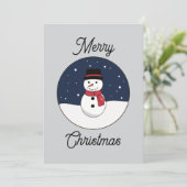 Snowy Night Snowman Merry Christmas  シーズンカード (スタンド正面)