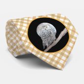 Snowy Owl and Moon Painting - Original Bird Art ネクタイ (ロール)