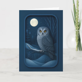 Snowy Owl in Moonlight Card カード