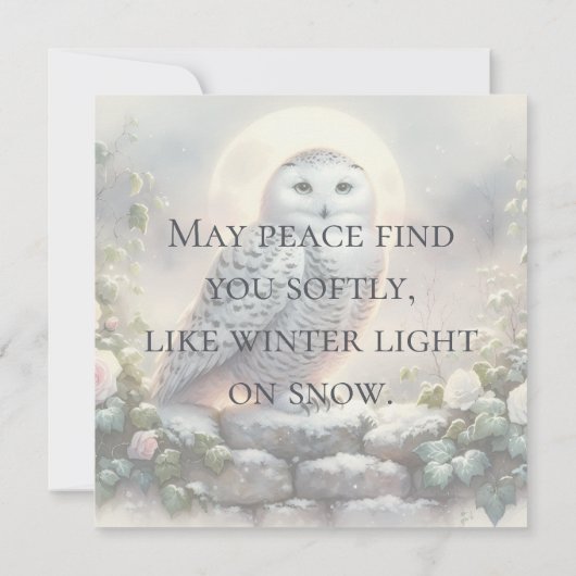 Snowy Owl in Moonlit Winter Garden カード (裏面)