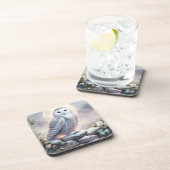 Snowy Owl in Moonlit Winter Garden コースター (右側)