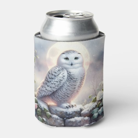 Snowy Owl in Moonlit Winter Garden 缶クーラー (缶正面)