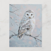 Snowy Owl on Winter Branch – Nature Art ポストカード (正面)