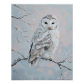 Snowy Owl on Winter Branch – Tranquil Nature Art ポスター (正面)
