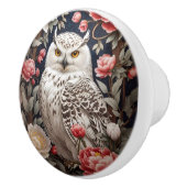 Snowy Owl Pink Peony Flowers セラミックノブ (右)