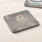 Snowy Owl Plastic Coaster, Japanese Moon Pagoda De コースター (左側)