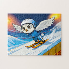 Snowy Owl Ski Jumping from a Winter Ski Ramp ジグソーパズル