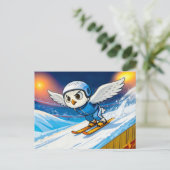 Snowy Owl Ski Jumping from a Winter Ski Ramp ポストカード (スタンド正面)