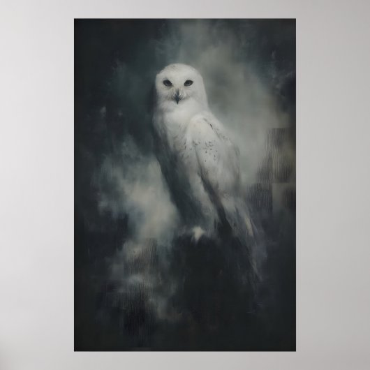 Snowy Owl Wall Art Printable Gothic Bird Painting ポスター (正面)
