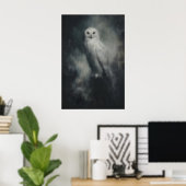 Snowy Owl Wall Art Printable Gothic Bird Painting ポスター (ホームオフィス)