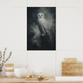 Snowy Owl Wall Art Printable Gothic Bird Painting ポスター (キッチン)