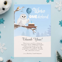 Snowy Owl Winter Onederland Birthday  サンキューカード