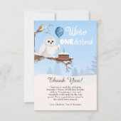Snowy Owl Winter Onederland Birthday  サンキューカード (正面)