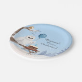 Snowy Owl Winter Onederland Birthday  ペーパープレート (アングル)