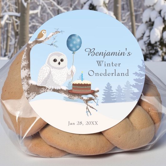 Snowy Owl Winter Onederland Birthday ラウンドシール