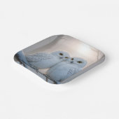 Snowy Owls On a Winter Branch ペーパープレート (傾斜あり)