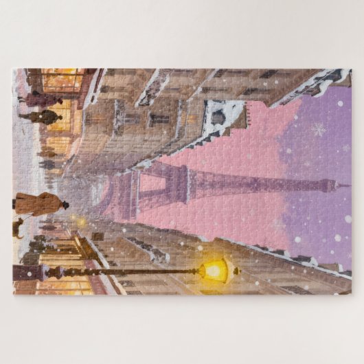 Snowy Paris Dreams Winter City ジグソーパズル (横)