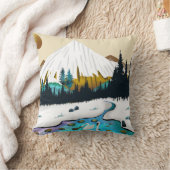 Snowy Peaks and Swan Lake, Tranquil Winter Landsca クッション (ブランケット)