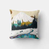 Snowy Peaks and Swan Lake, Tranquil Winter Landsca クッション (正面)