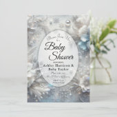 Snowy Petals in Frozen Bloom Baby Shower 招待状 (スタンド正面)