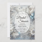 Snowy Petals in Frozen Bloom Bridal Shower 招待状 (正面)