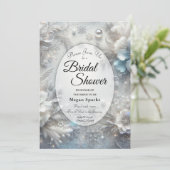 Snowy Petals in Frozen Bloom Bridal Shower 招待状 (スタンド正面)