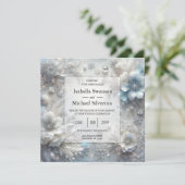 Snowy Petals in Frozen Bloom Wedding 招待状 (スタンド正面)
