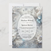 Snowy Petals in Frozen Bloom Wedding 招待状 (正面)