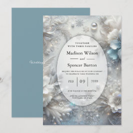 Snowy Petals in Frozen Bloom Wedding 招待状