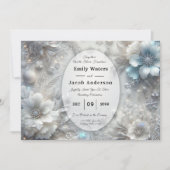 Snowy Petals in Frozen Bloom Wedding 招待状 (正面)