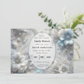Snowy Petals in Frozen Bloom Wedding 招待状 (スタンド正面)