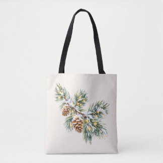 Snowy Pine Branch トートバッグ