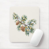 Snowy Pine Branch マウスパッド (マウス)
