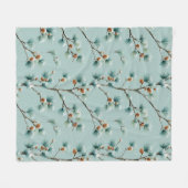 Snowy Pine Branches Winter Pattern Fleece Blanket フリースブランケット (正面(横))