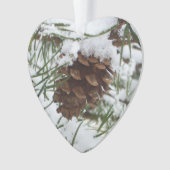 Snowy Pine Cone I冬自然撮影 オーナメント (正面)