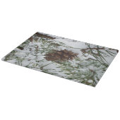 Snowy Pine Cone I冬自然撮影 カッティングボード (角)