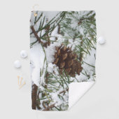 Snowy Pine Cone I冬自然撮影 ゴルフタオル (インサイチュ)