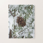 Snowy Pine Cone I冬自然撮影 ジグソーパズル (縦)