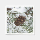 Snowy Pine Cone I冬自然撮影 スタンダードカクテルナプキン (正面)