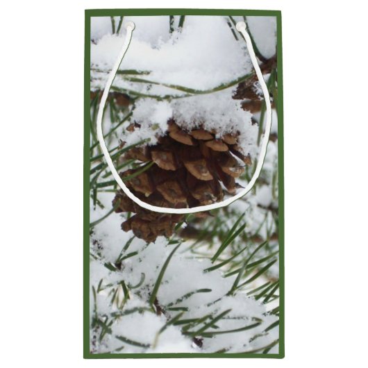 Snowy Pine Cone I冬自然撮影 スモールペーパーバッグ (裏面)