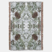 Snowy Pine Cone I冬自然撮影 スローブランケット (正面縦)