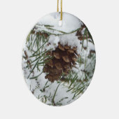 Snowy Pine Cone I冬自然撮影 セラミックオーナメント (右)