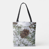 Snowy Pine Cone I冬自然撮影 トートバッグ (裏面)